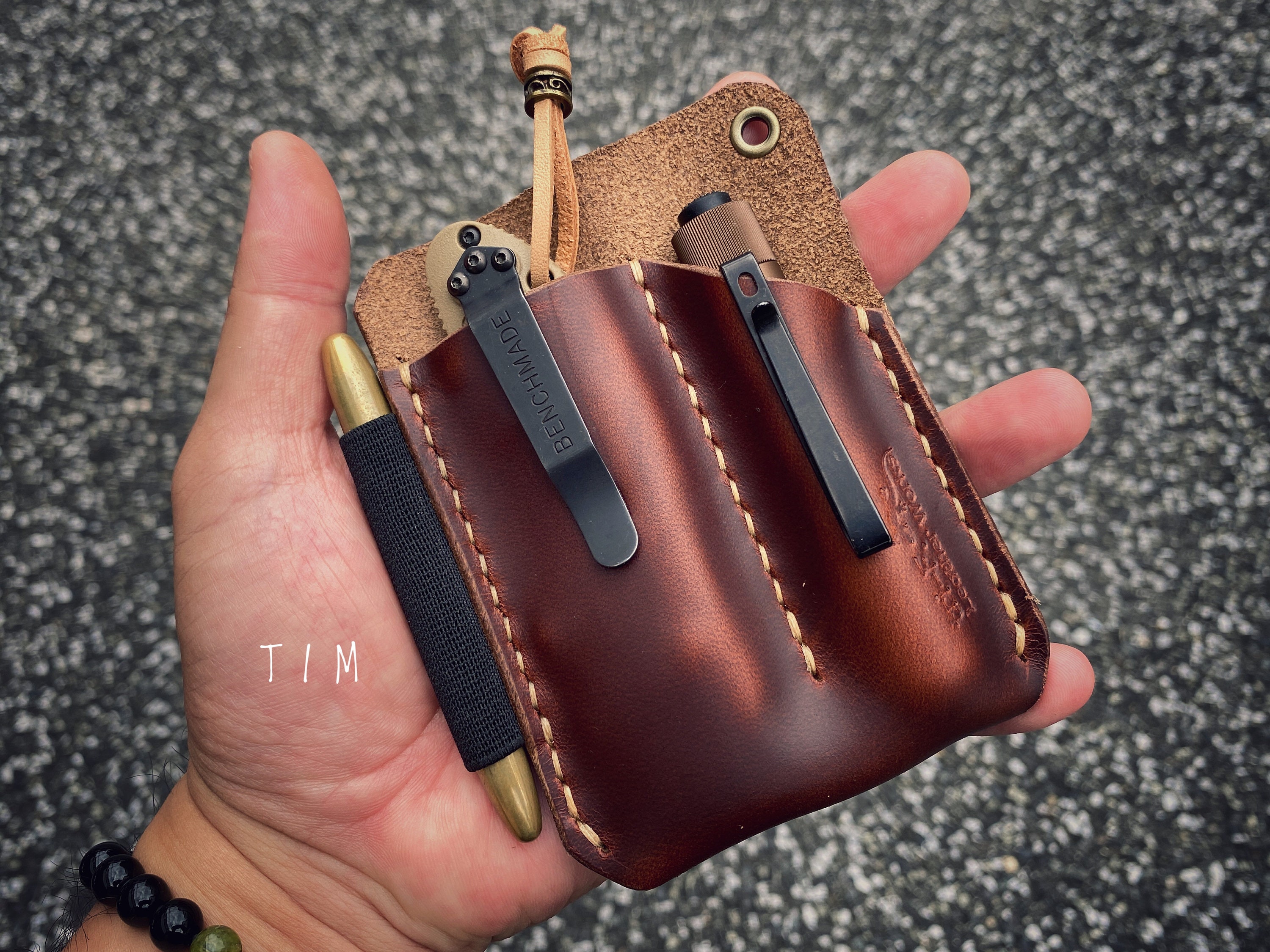 EDC Leather Pocket Slip Knife Sheath Horween Chromexcel Etsy