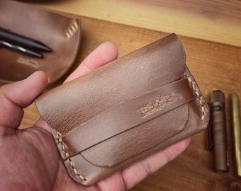 EDC Leather Card Holder | Horween Chromexcel | Everyday Carry | credit cards wallet | minimalist wallet | flap card wallet