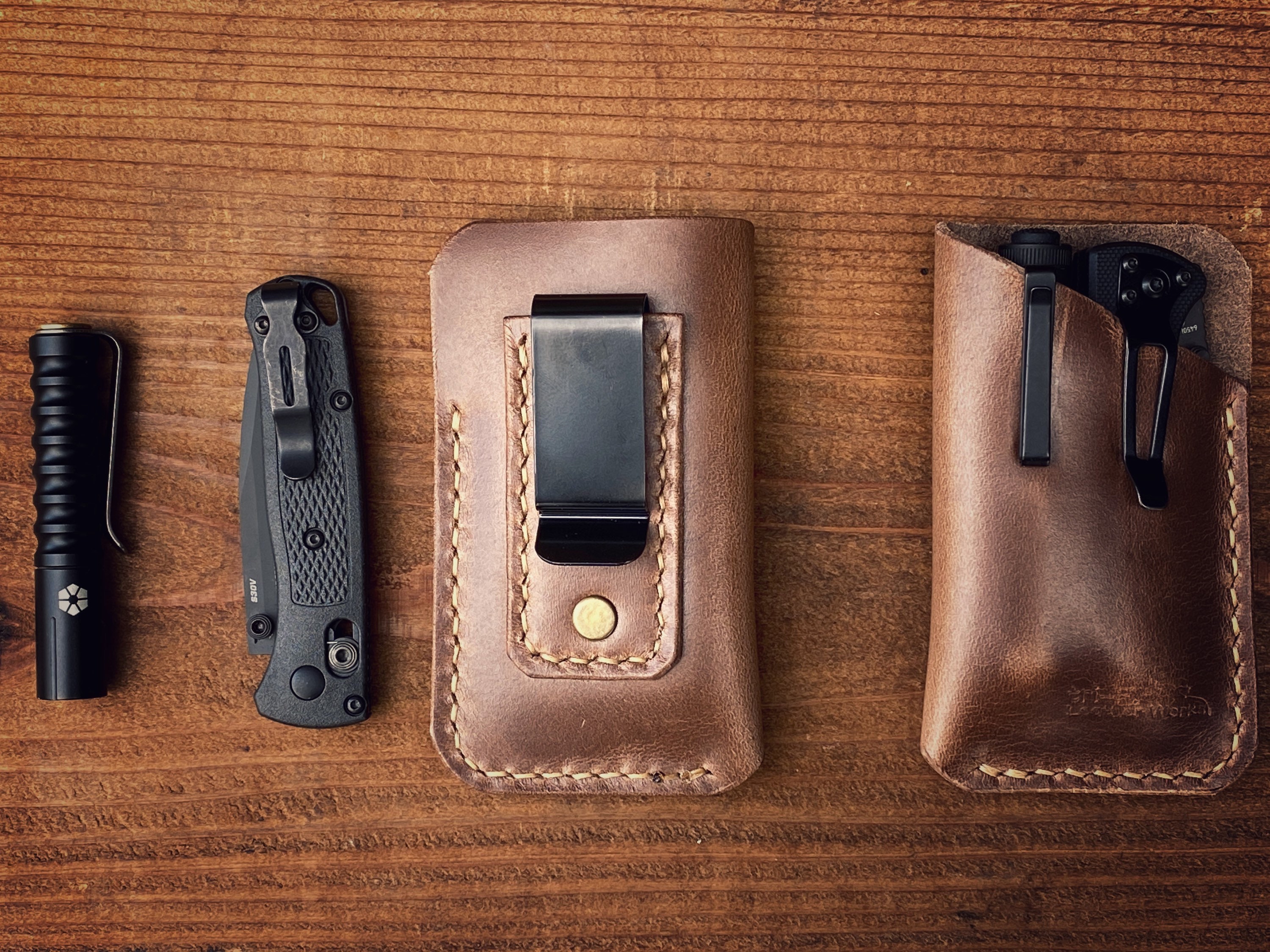 Leather Everyday Carry Sheath & Clip Horween Chromexcel Etsy