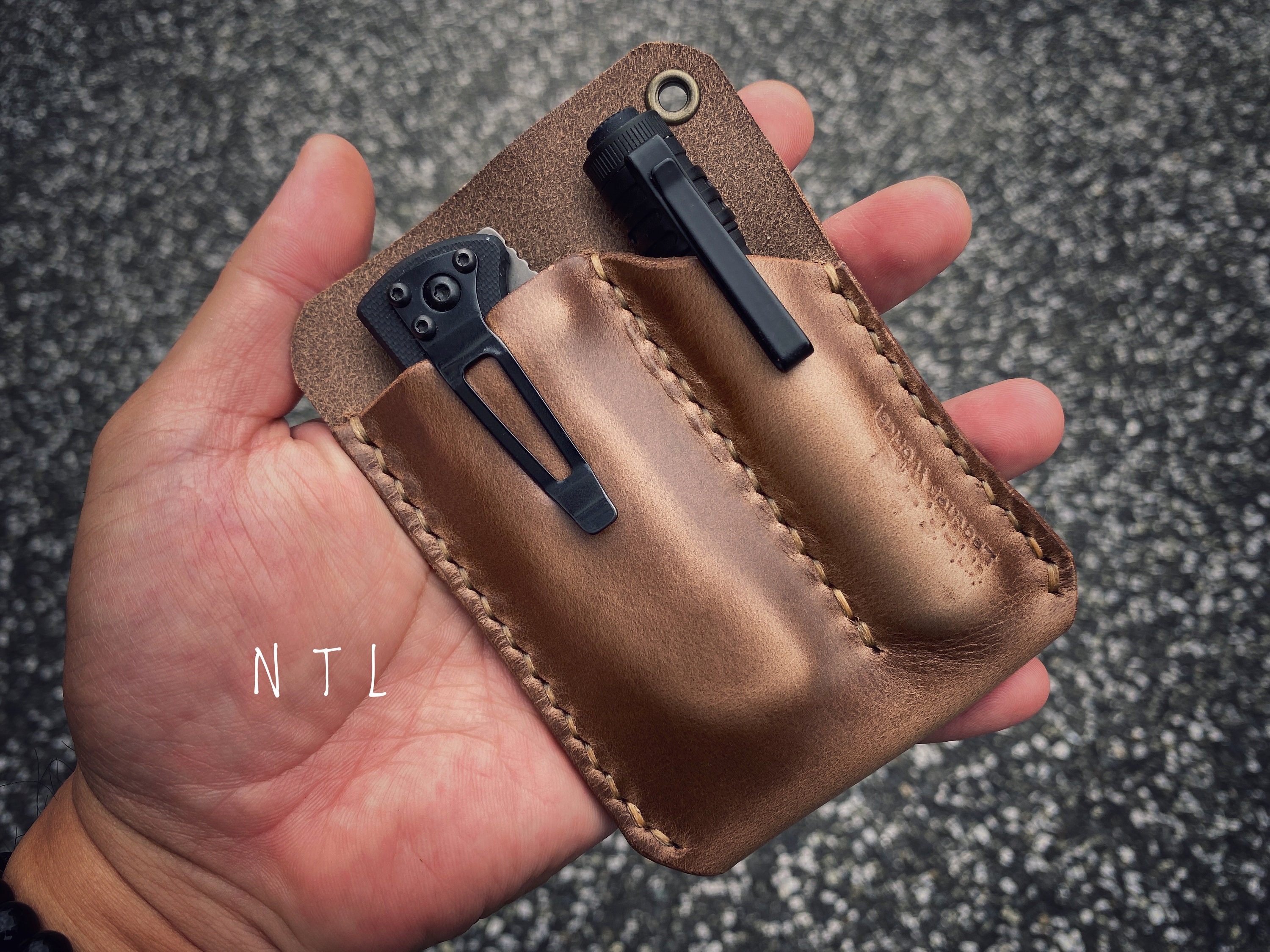 EDC Leather Pocket Slip Knife Sheath Horween Chromexcel Etsy