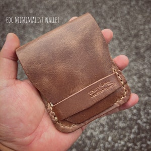 Cartera minimalista EDC / Horween Chromexcel / Cartera de tarjetas de crédito / cartera delgada con solapa