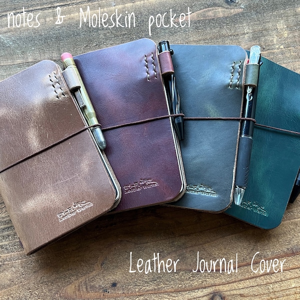 Personalized Small Leather Journal Cover | FIELD NOTES | MOLESKIN | Cahier Journals | Volant Journals | Horween Chromexcel | Everyday Carry