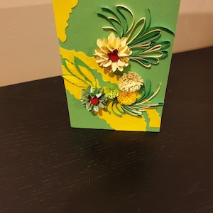carte quilling anniversaire, fête , carte artisanale, carte de fleurs, carte pour homme ou femme, carte faite main