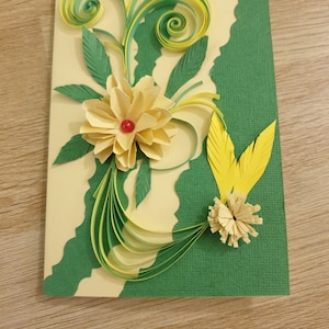 carte quilling anniversaire, fête , carte artisanale, carte de fleurs, carte pour homme ou femme, carte faite main