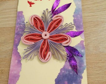 carte fête des mères grand-mère,fille, carte quilling personnalisée, carte de félicitations, mariage, carte de nouvel,noël