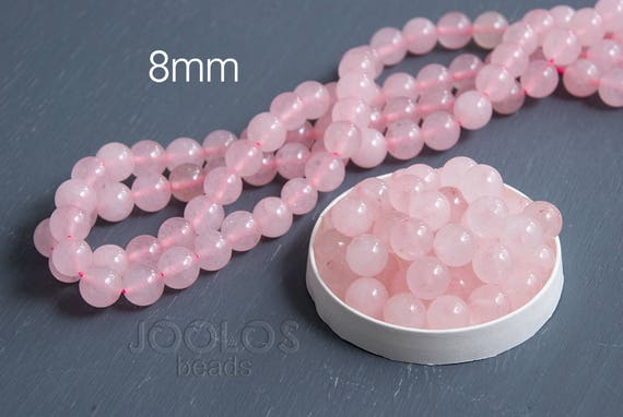 20 x ROSE QUARTZ Gemstone Beads 8mm or 6mm Round Healing Pink Smooth