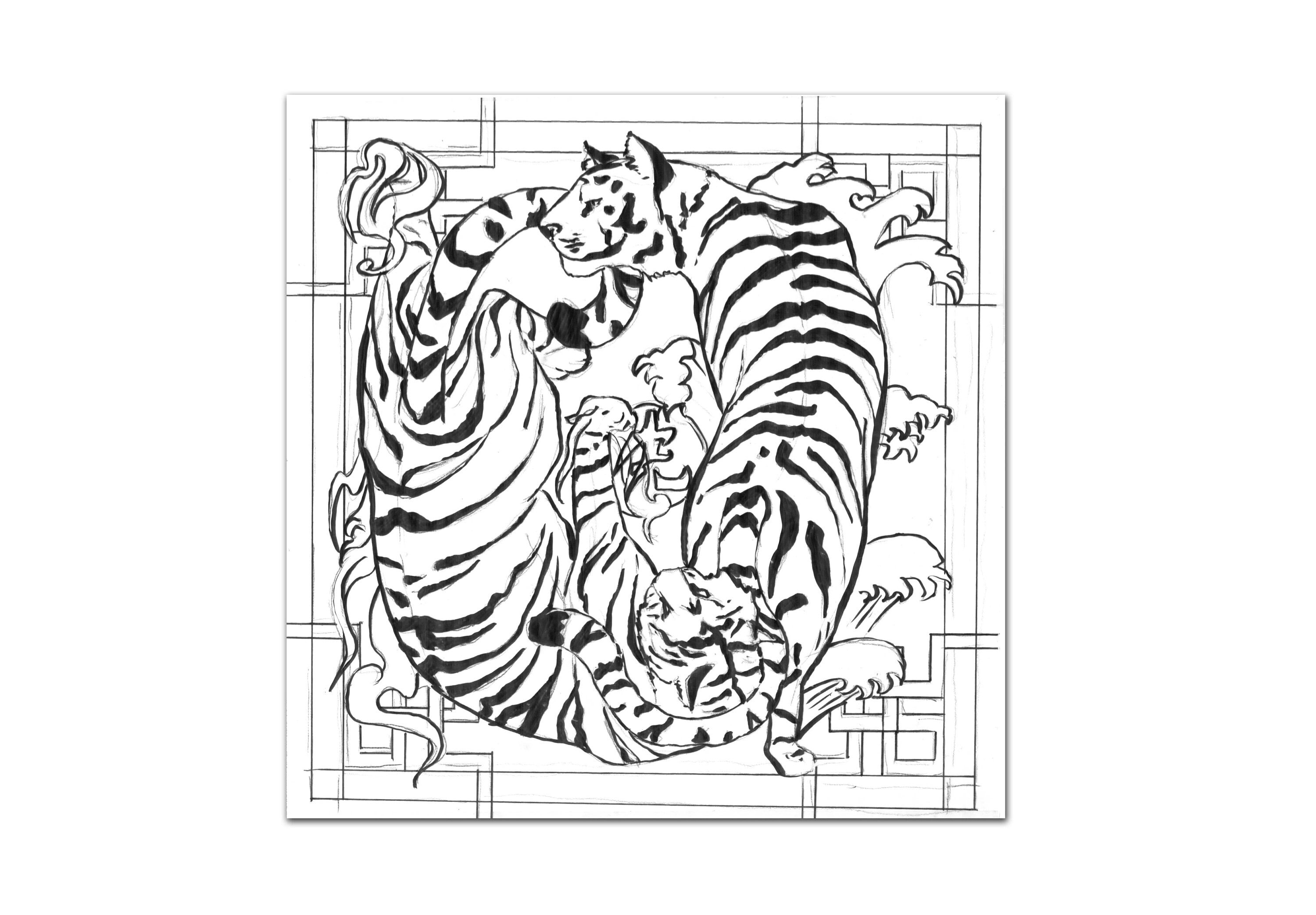 Asian Japanese tiger. Wild animal for tattoo or... - Stock Illustration  [71073233] - PIXTA
