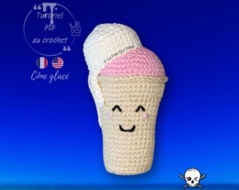 Ice cream cone / Crochet pattern / PDF file / French (FR) and English (US)