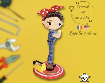 Rosie la riveteuse / Patron au crochet / Fichier PDF / Français (FR) et Anglais (US)