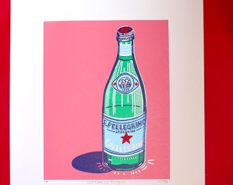 Sparkling San Pellegrino- Lino Print