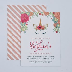 Printable Custom Unicorn Party Invitation