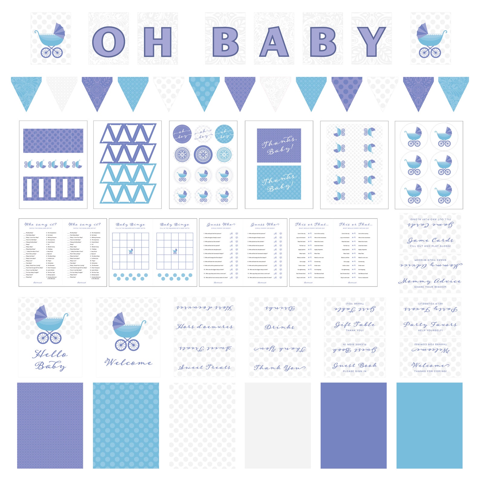 Printable Baby Boy Shower Suite - Etsy