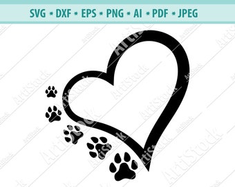 Download Free Dog Paw Svg With Heart I Love Dogs Dog Love Clipar Dog Paw Etsy SVG Cut Files