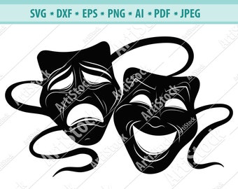 Download Free Theater Masks Svg Etsy PSD Mockup Template