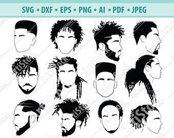 Afro Pack Svg Black Woman Man Drawing With Afro Puffs High