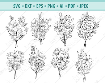 Download Flower Bouquet Svg Etsy