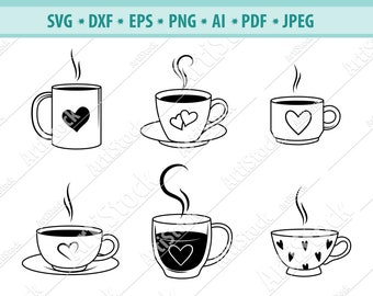 Download Coffee Cup With Heart Svg Etsy