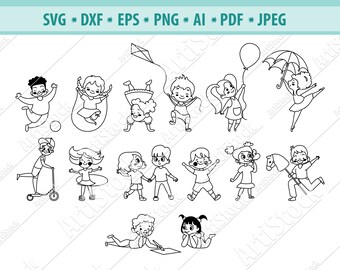 Download Playing Children Svg Etsy
