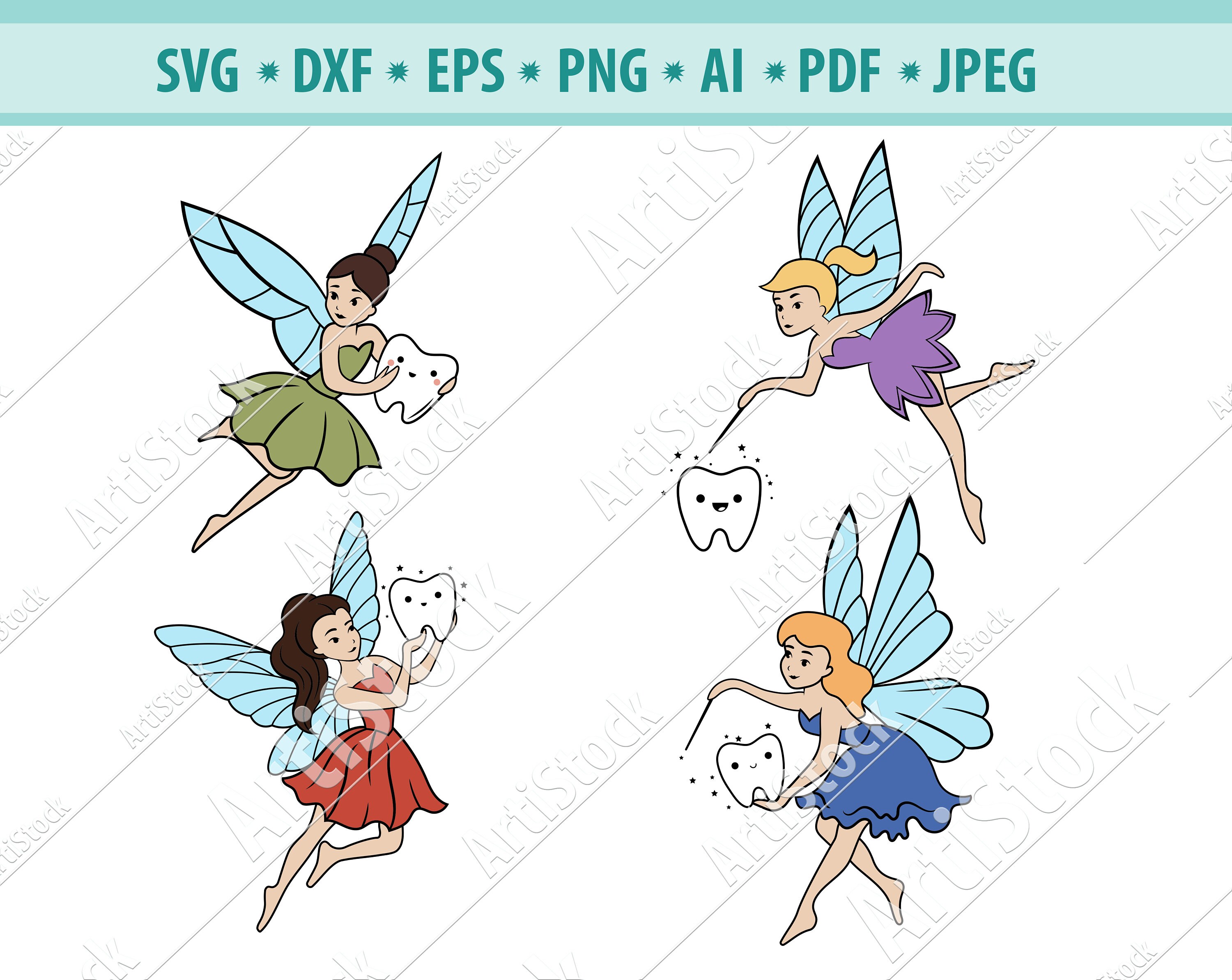 Fairy Svg File, Tooth Fairy Svg, Tooth Svg, Flying Fairy Svg, Baby Tooth  Svg, Fairy Clipart, Svg File for Cricut, Cut Files, Eps, Dxf, Png - Etsy