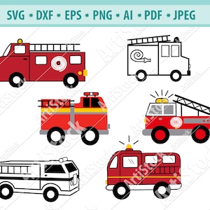 Fire Truck SVG, Fire Engine SVG, Fire Truck Clipart, Firefighter svg, Fireman svg, Fire Truck files for Cricut, Dxf, Png, Vector, Cut file