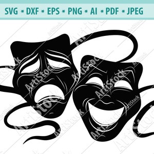 Vector theater masks, Comedy Tragedy svg, Comedy masks svg, Masks svg, Mask  designs, Mask clip art, eps, dxf, svg, png, Digital, graphical