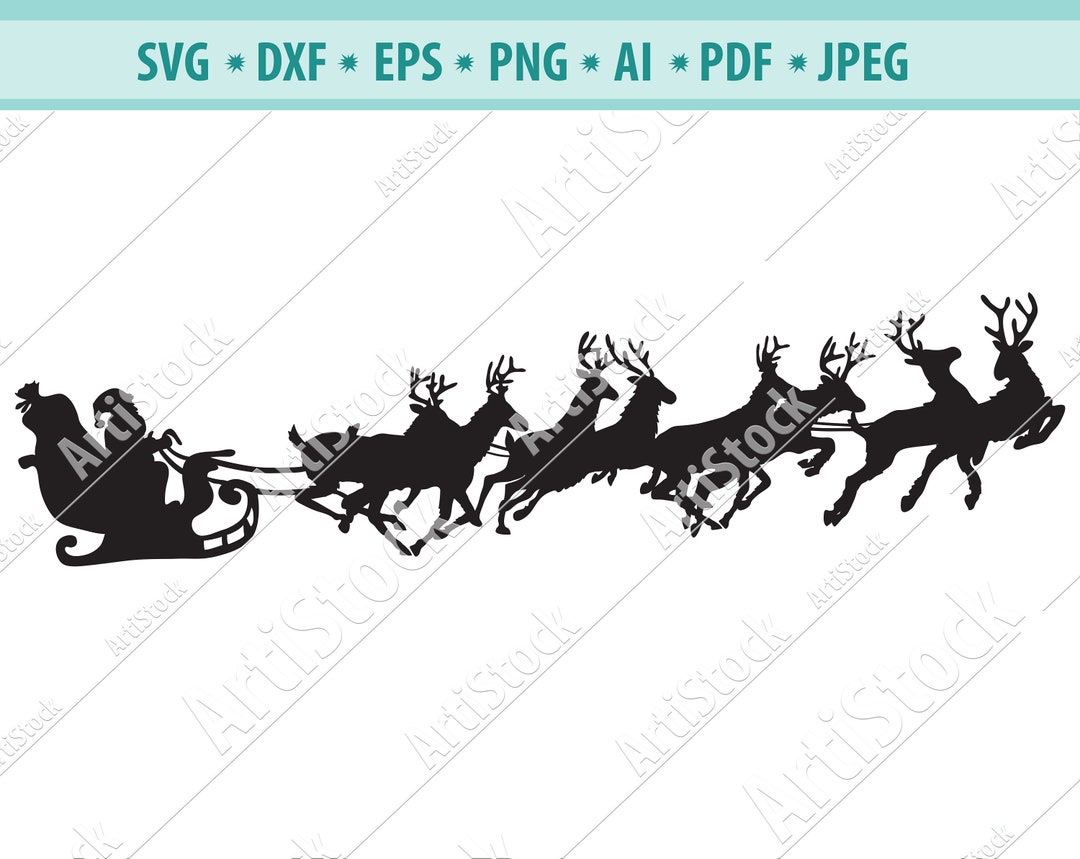 Christmas SVG, Santa Sleigh SVG, Christmas Reindeer Svg File, Rudolph ...