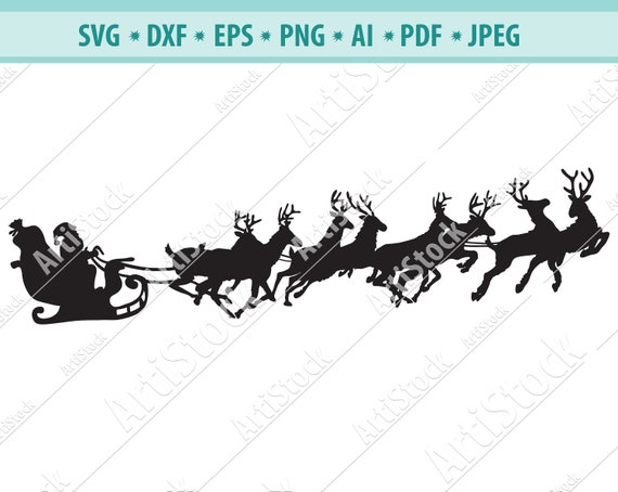 Download Christmas Svg Santa Sleigh Svg Christmas Reindeer Svg File Etsy
