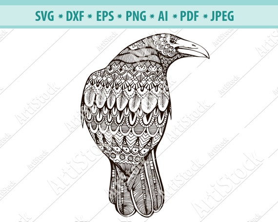 Download Raven Svg Crow Zentangle Svg Raven Clipart Raven Files For Etsy