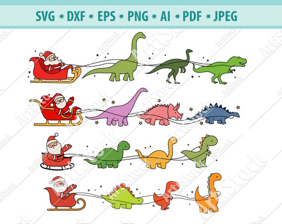 Download Christmas Svg Christmas Dinosaur Sleigh Svg Christmas Etsy
