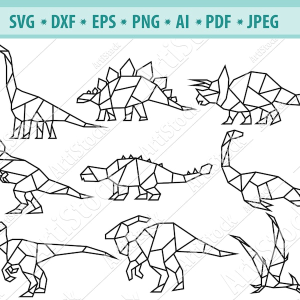 Dinosaurus SVG, Origami dinosaurus Svg, Dinosaur Svg, Dinosaur Geometrische Svg, Jurassic periode svg, Dinosaur Graphics, Bestand voor cricut, Png, Eps