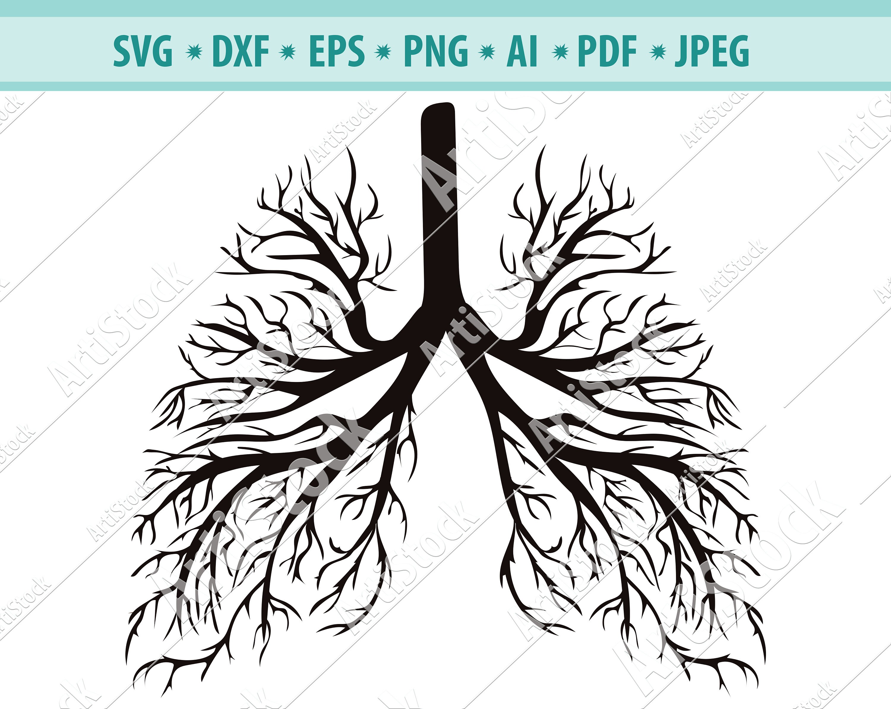 Download Human Lung Svg Lungs Svg Flowery Human Lung Silhouette Etsy