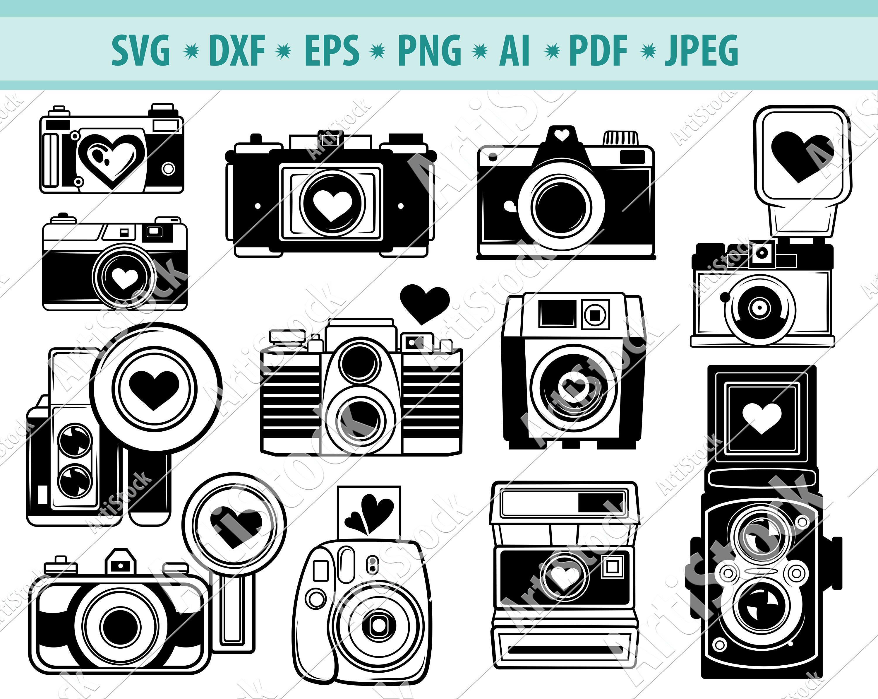 Camera Svg Retro Camera With Heart SVG Photographer Svg Etsy