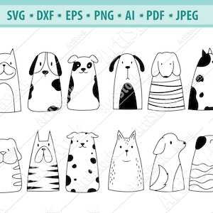 Süßes Hunde SVG Bundle, Lustiges Hunde svg, stilisiertes Hunde svg, Welpen Svg, Datei für Cricut, Hunde Clipart, Hunderassen Png, Silhouette, Eps, Png, Dxf