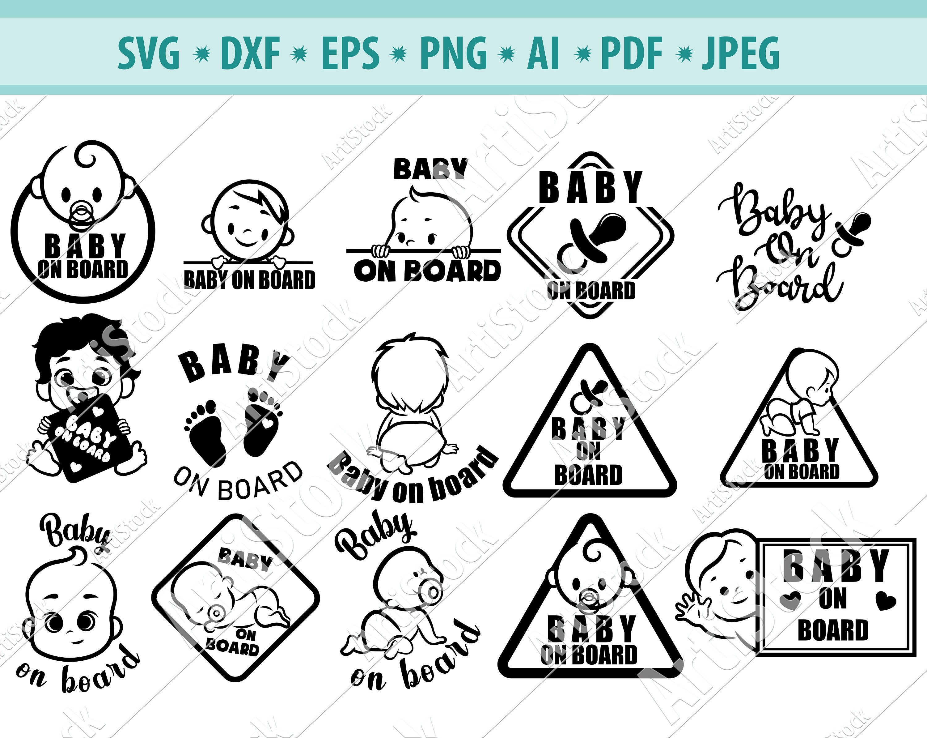 Baby On Board SVG Pregnancy Svg Baby on board car Svg Cute | Etsy