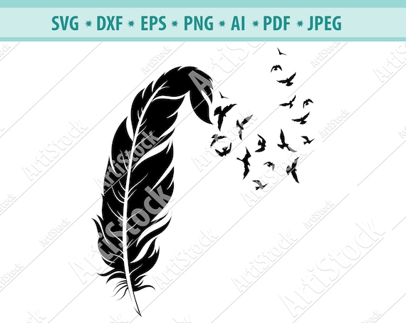 Download Clip Art Birds Of A Feather Clip Art Feather Cricut Feather Birds Svg Feather Svg Feather Silhouette Bird Lover Cut File Png Dxf Jpg Svg Eps Art Collectibles