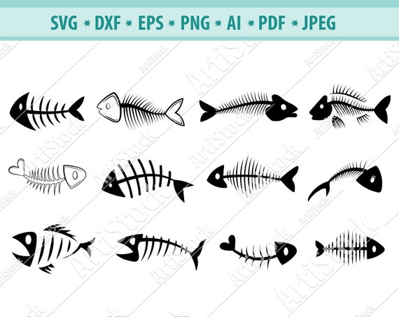 Download Fish Bone Svg Byndle Fish Skeleton Svg Dead Fish Svg Fish Bone Silhouette Clipart Vector Files For Cricut Digital File Dxf Eps Png