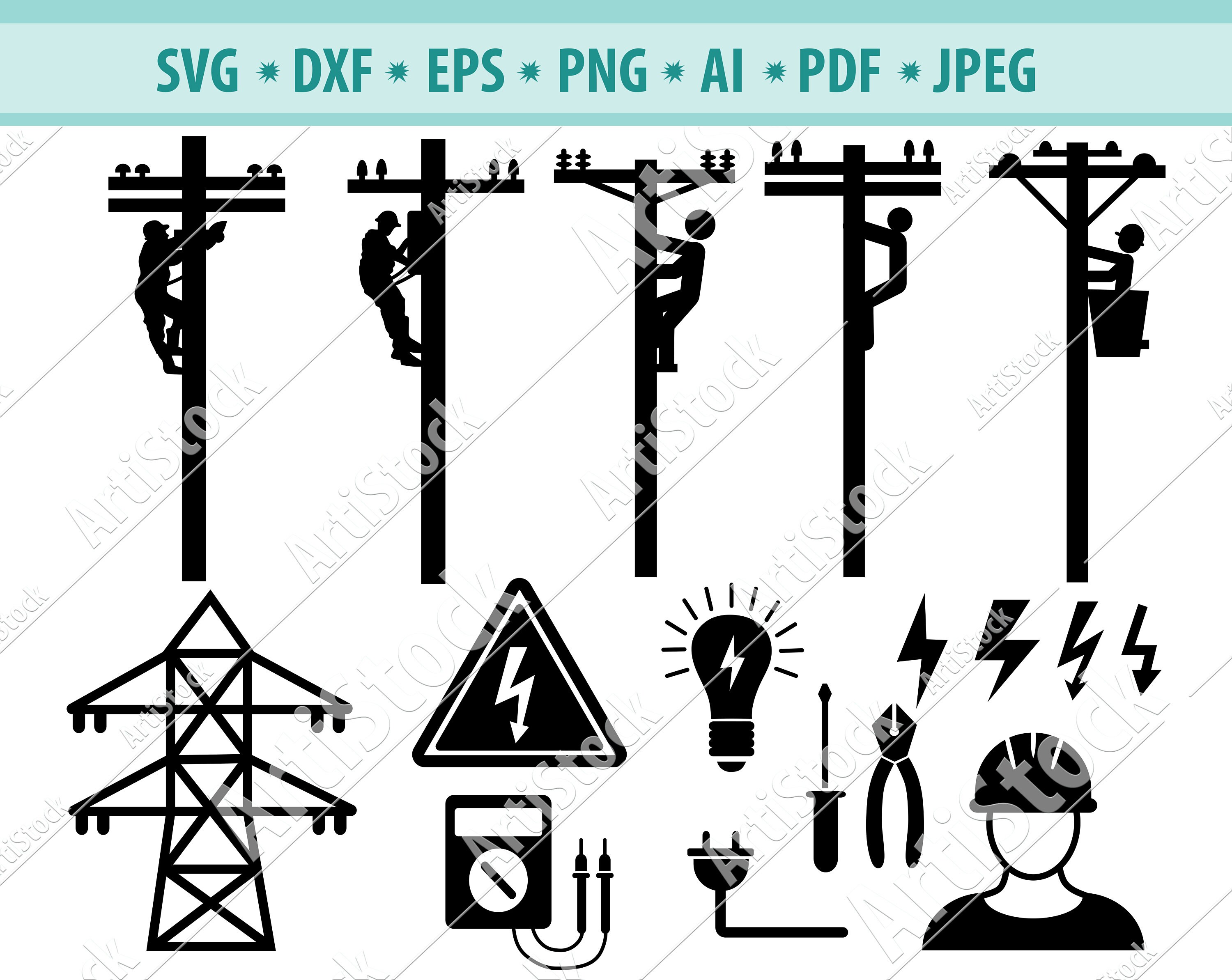Power Lineman Svg Lineman Svg Bundle Lineman Silhouette Electricity Svg