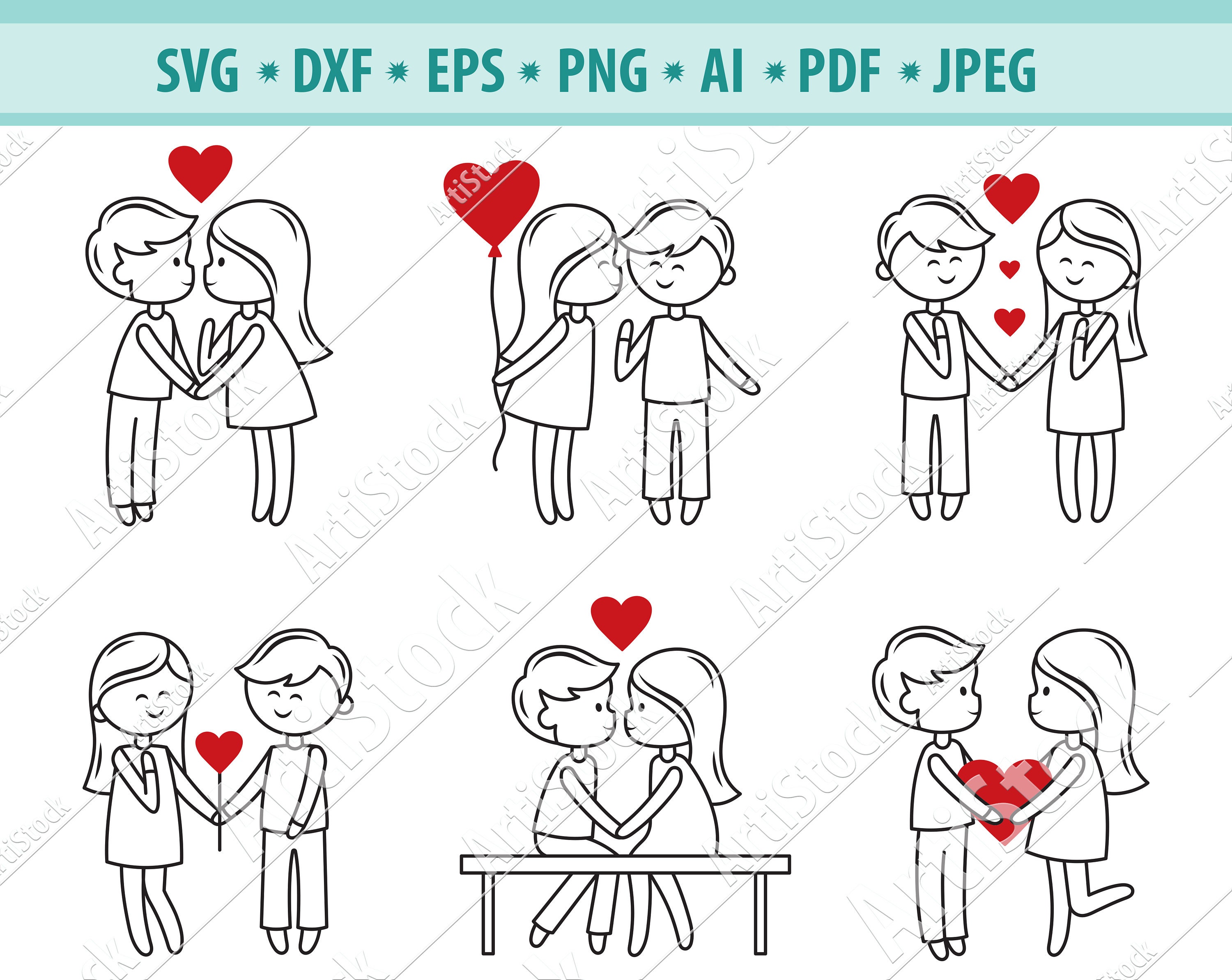 Simpel Love Animation Stickman Sticker Stock Illustration 2287488329
