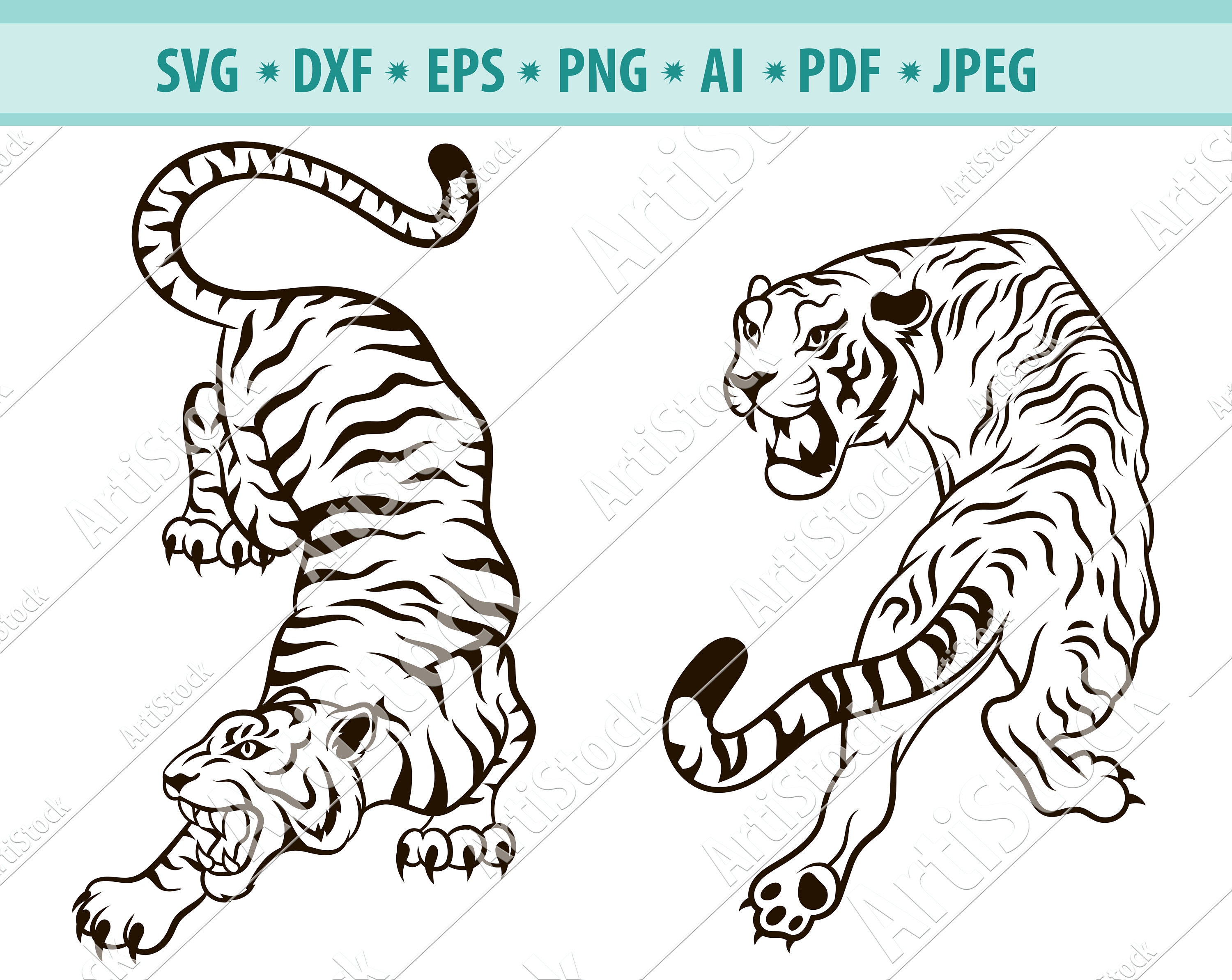 Wild Bengal Tiger Standing Minimal Flat Line Outline Stroke Icon Stock  Vector