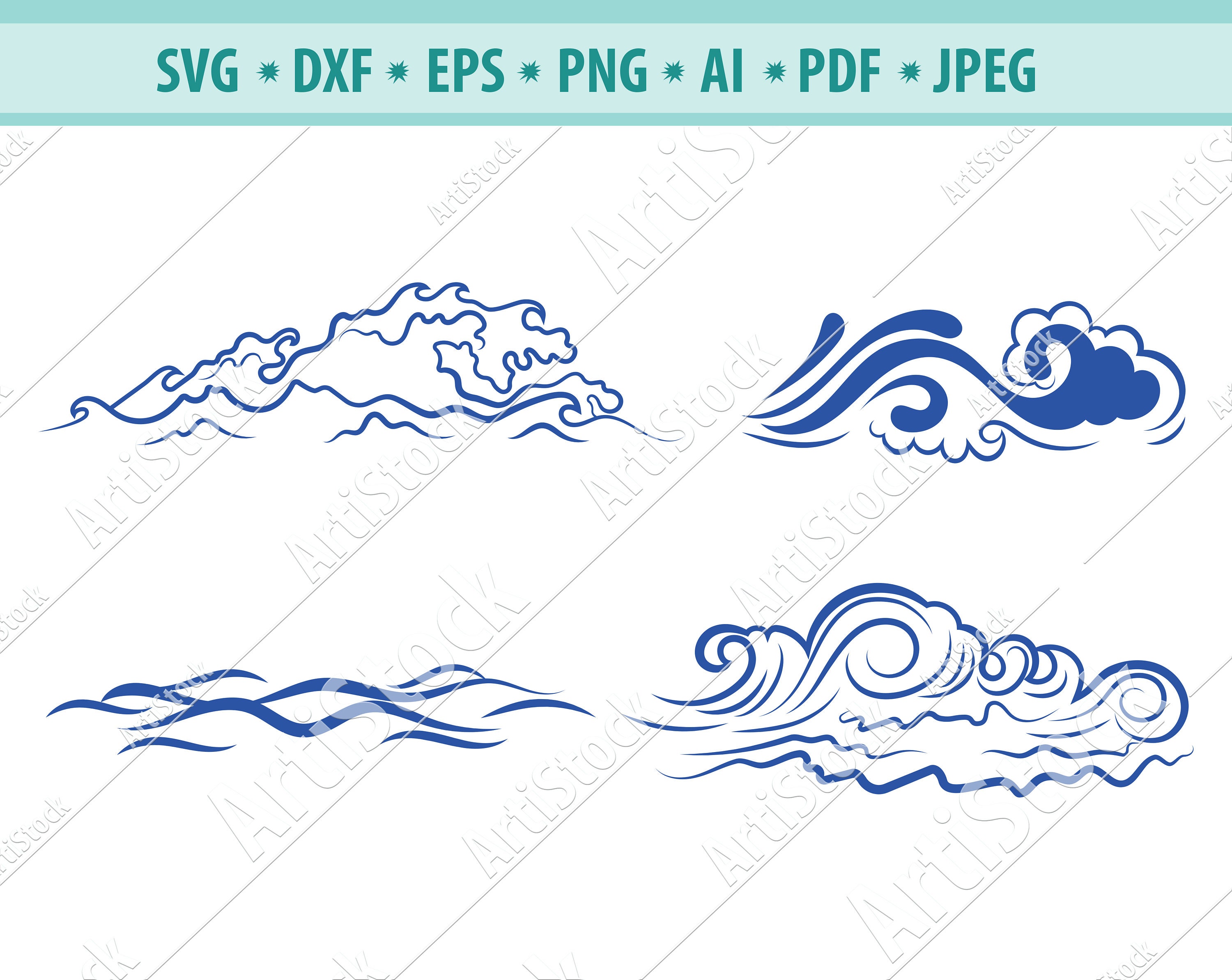 Download Ocean Waves Svg Clipart Cut Files For Silhouette Files For Cricut