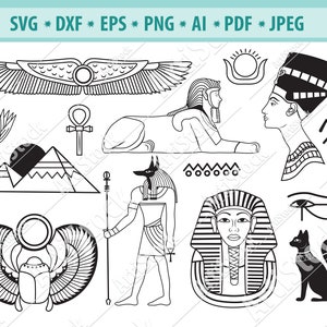 Download Egyptian Bundle Svg Files For Cricut King Tut Svg Clipart Etsy