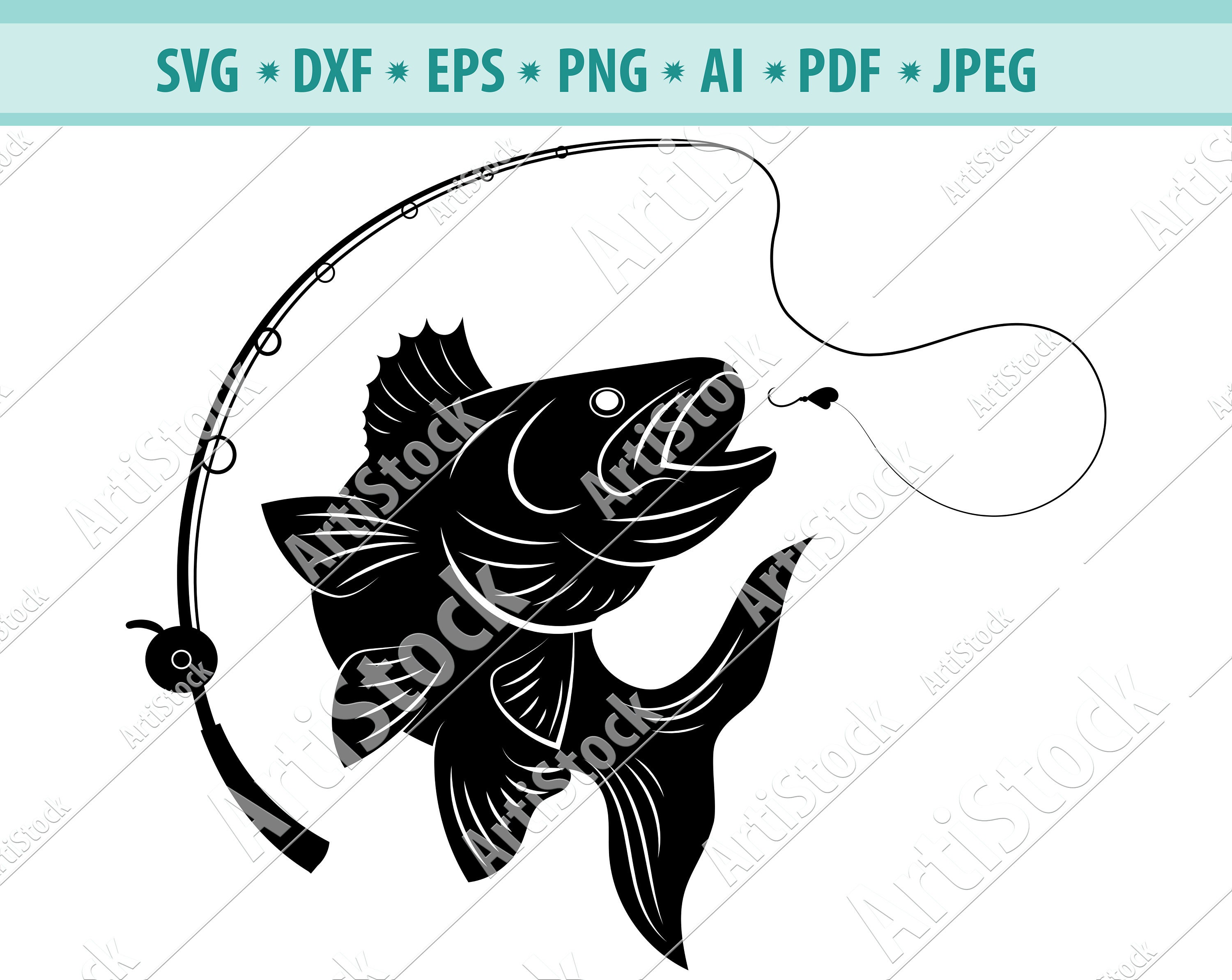 Download Bass Fishing Svg Bass Fishing Pole Svg Silhouette Fishing Svg Etsy