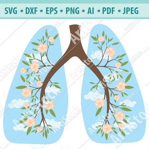 Menschliche Lunge Svg, Lunge Svg blumig, menschliche Lunge Silhouette, menschliche Lunge Vektor, Clipart. SVG. PNG. EPS. DXF. PDF, Cricut Silhouette, schneiden Datei,