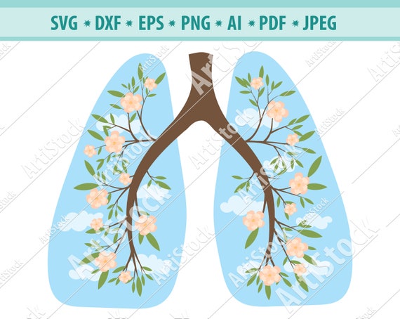 Download Human Lung Svg Lungs Svg Flowery Human Lung Silhouette Etsy