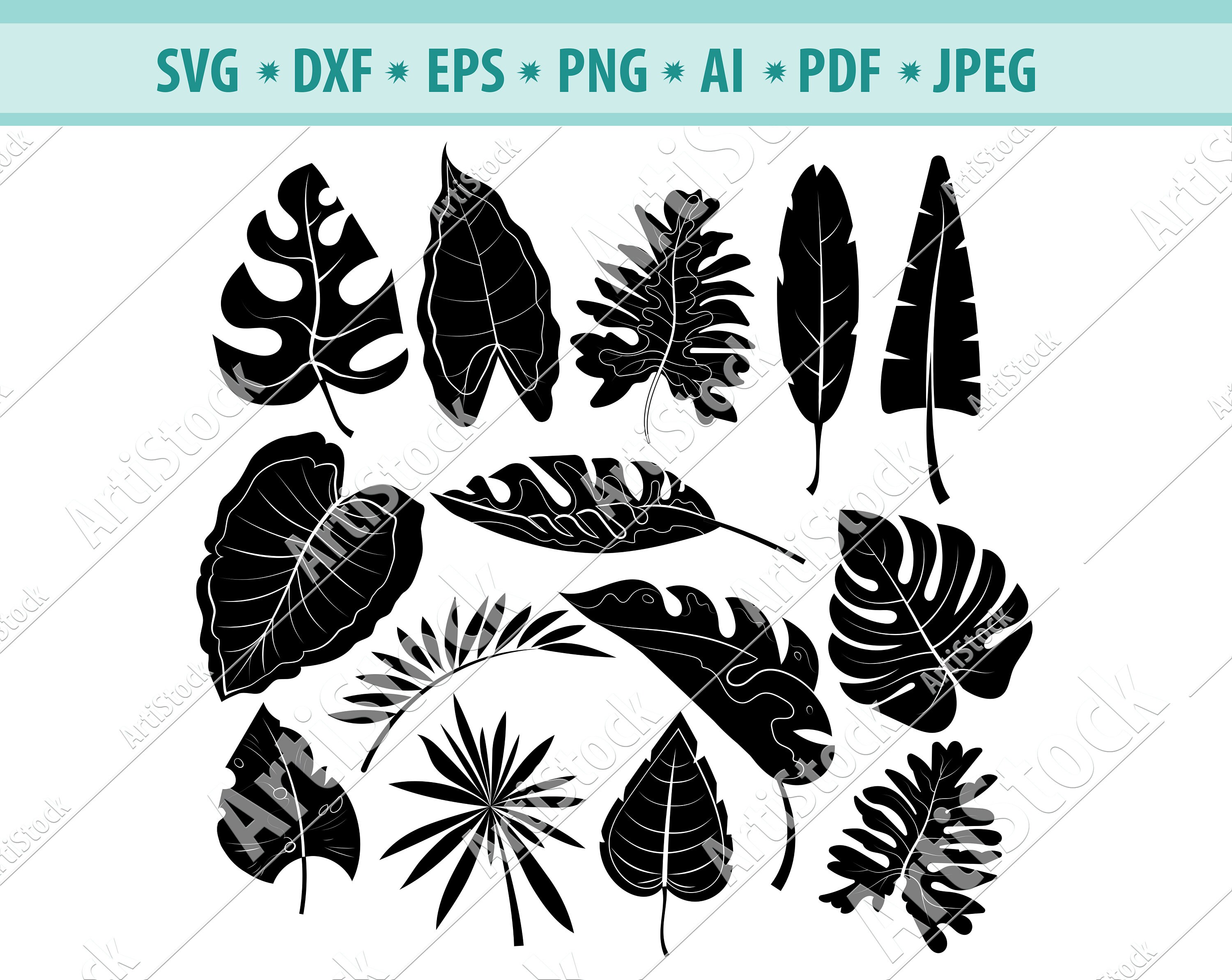 Hand drawn Palm leaves SVG, Leaves SVG, Palm leaves cut files, Palm leaf svg, tropical leaves, Leaf svg, Cricut cut files, leaves bundle