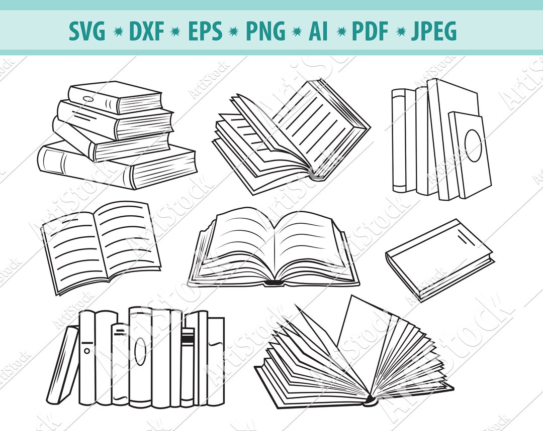 Book Svg File, Book Lover Svg, Reading Svg, School Svg, Library Clipart ...