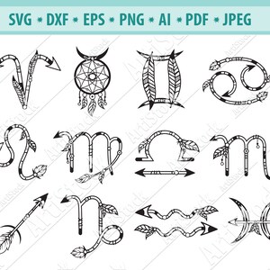 Segno zodiacale Svg, Costellazione zodiacale Svg, Astrologia Svg, Boho zodiac svg, Stelle zodiacali Svg, Silhouette oroscopo, Clipart zodiacale, eps, png