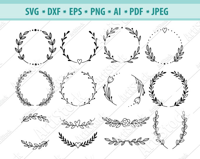 Laurel Wreath Svg, Wreath Floral Ornaments Svg, Wedding Wreath Svg ...
