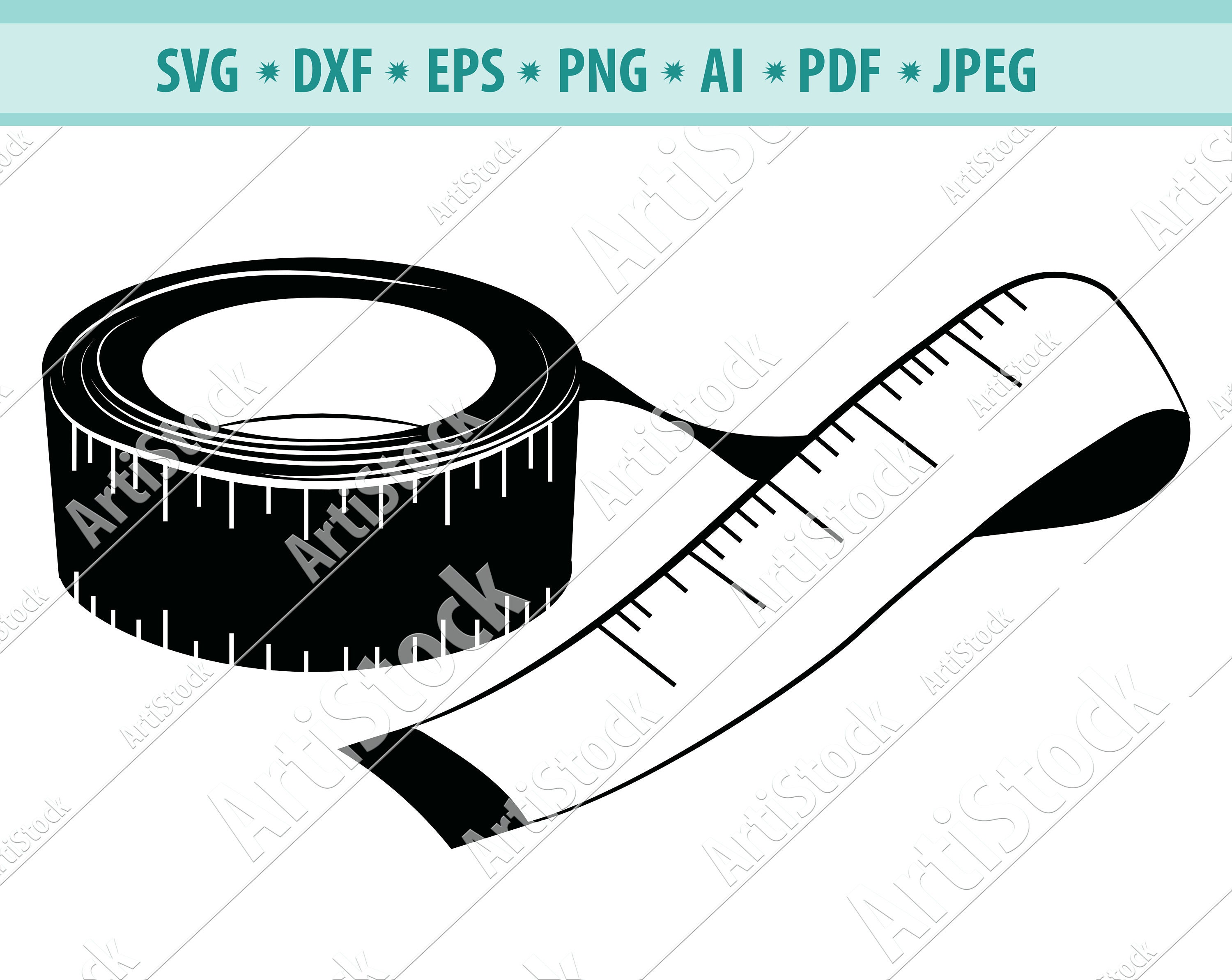 Waterslide or Sublimation Printable Sewing Measuring Tape High Resolution  SEAMLESS DESIGN Print-cut-lay End to End ©JAV Designs 