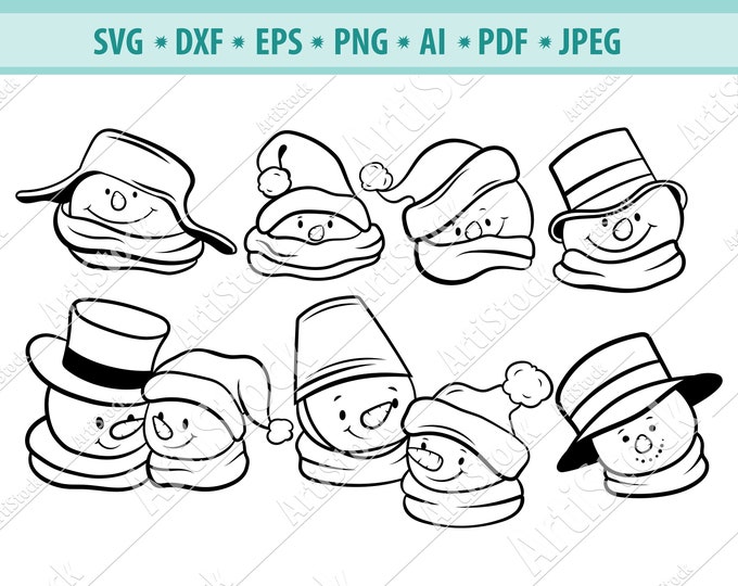 Snowman SVG Cut Files for Cricut, Christmas Svg, Hand Drawn Snowman ...